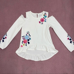 Girls cold shoulder top Flapdoodles size 6x‎ colorful floral embroidery
